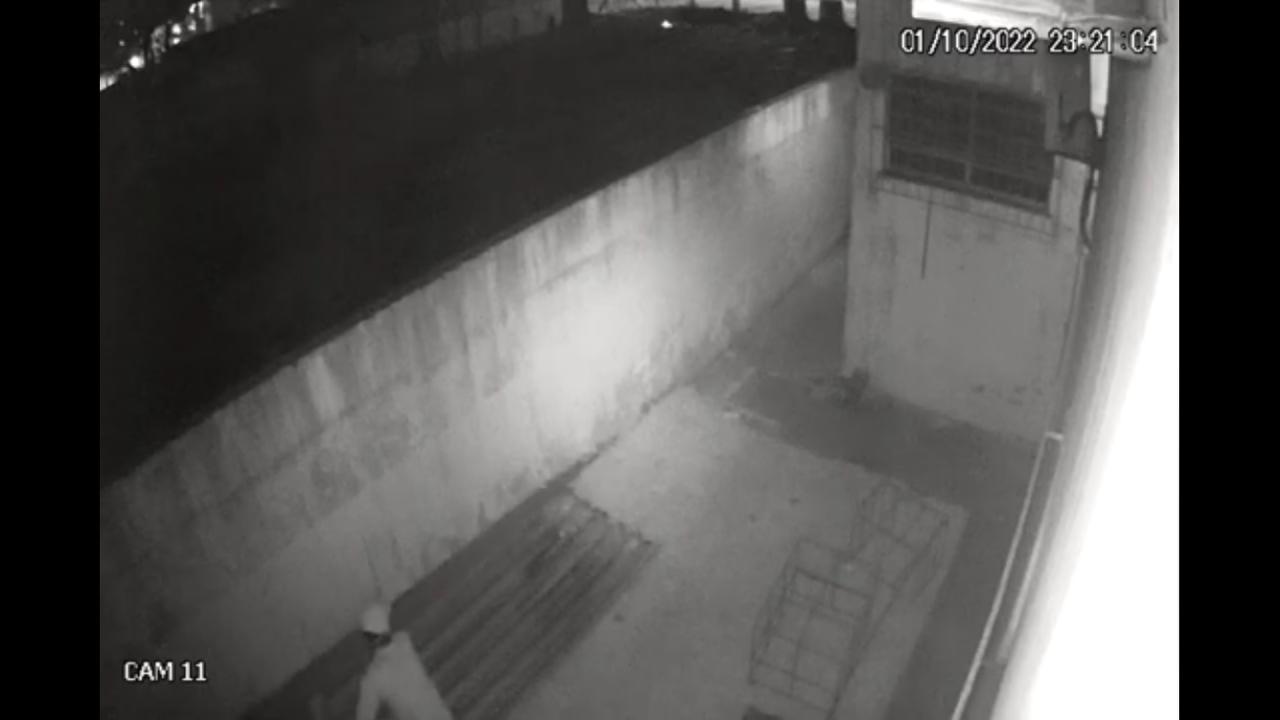 Câmera de segurança flagra roubo de telhas em UBS